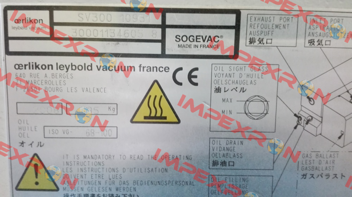 960702 / SOGEVAC SV 300 B Leybold